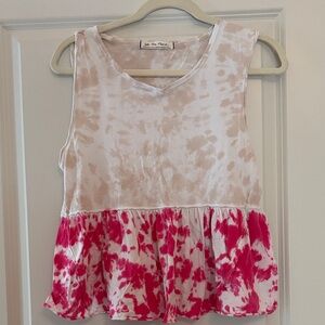 We The Free Pink and Tan Tie-Dye Tank Top